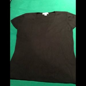 Dress Barn Black short sleeve ribbed sweater Med